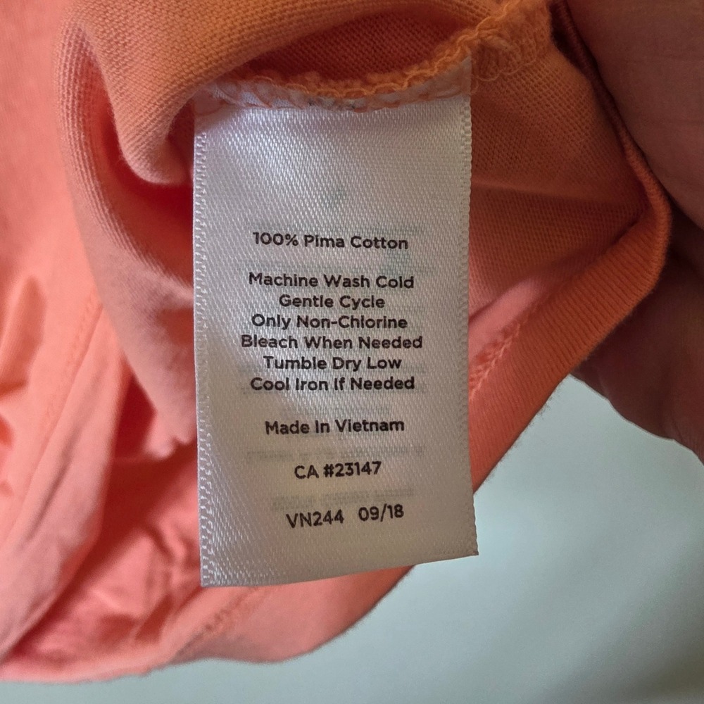 Talbots Scalloped Boat Neck Top Women Large Coral Orange Pima Cotton Classic Tee - Picture 4 of 10